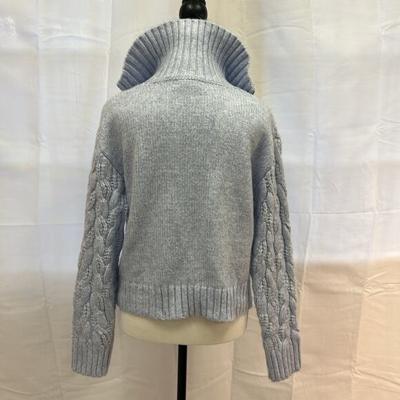 Sincerely Jules Cozy Light Blue Sweater Quarter Zip Cropped Length - Picture 7 of 10